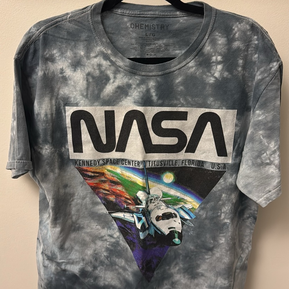 Chemistry NASA T-shirt Size L Color Gray White Black Tie-dye - Picture 3 of 9